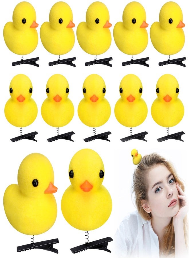 Croknit 12 Pcs Duck Hair Clips Cute Festival Rave Sprouts Yellow Duck Hairpin Kawaii Cartoon Ducky Clips Decorative Hair Accessories for Summer Holiday Party Props(Simple Style) - Image 1